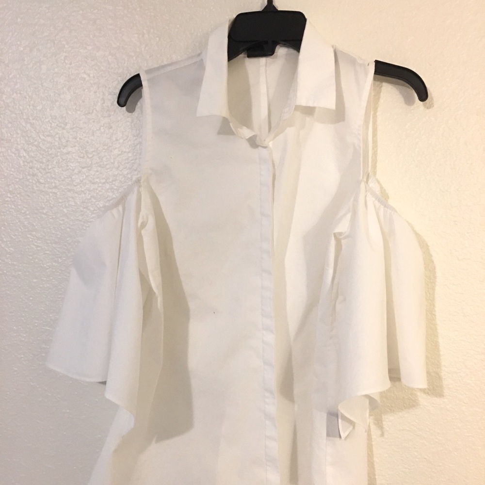 White Shoulderless Worthington Blouse